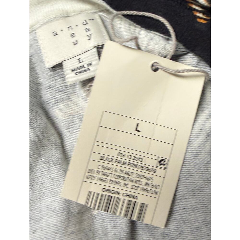 A.N.D A New Day Cardigan Women Size Large Black Tan Leaf Knit Crew Long Sleeve - Picture 8 of 9